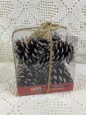 Pine Cones - White-Tipped Natural Holiday Decor (12 Count)